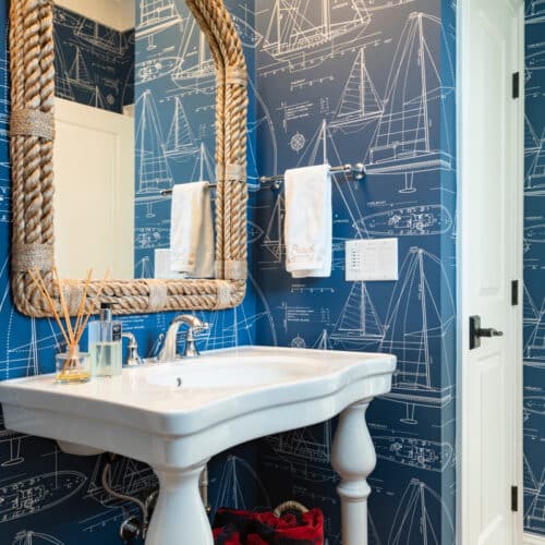 Nautique Cape Cod Chatham Interior Design Project - Powder Room